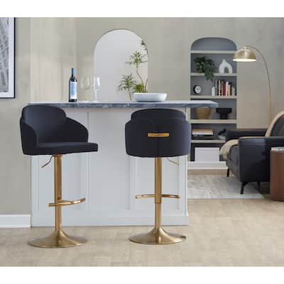 Porch & Den Dahlia Adjustable Bar Stool with Rounded T Footrest (Set of 2)