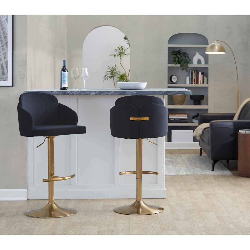 Porch & Den Dahlia Adjustable Bar Stool with Rounded T Footrest (Set of 2)