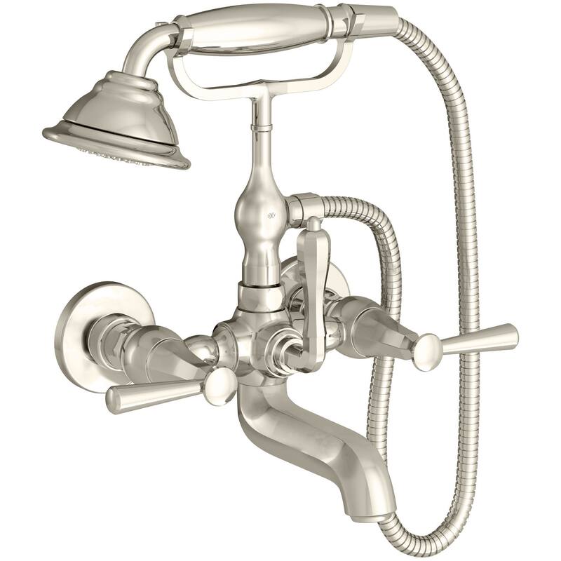 DXV Fitzgerald Wall Mounted Clawfoot Tub Filler with Built-In Diverter - Platinum Nickel