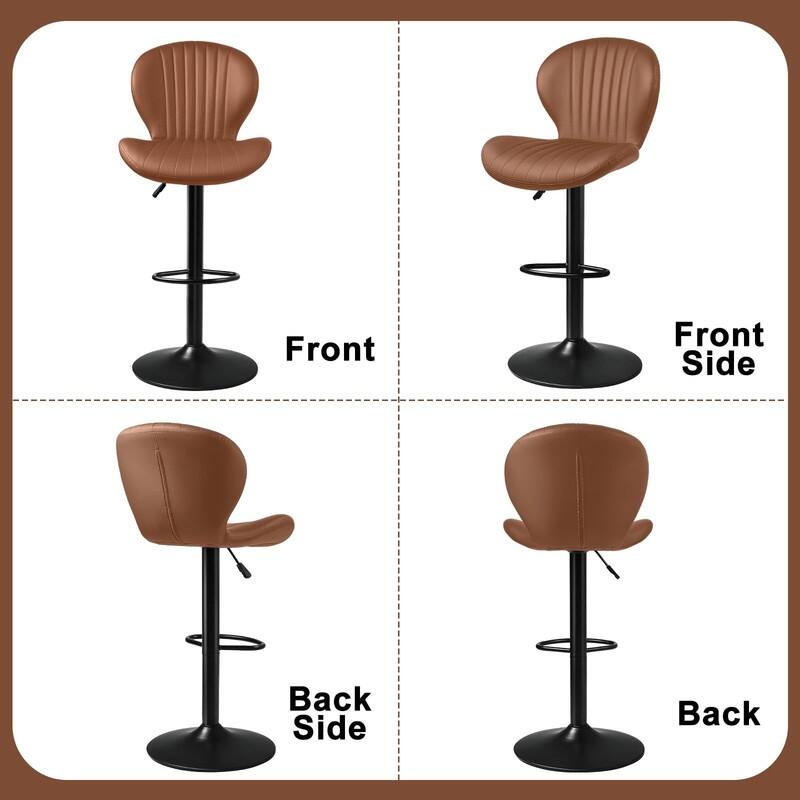 Bar Stools Set of 2,Adjustable Swivel Counter Height Bar Stools - 15.7"D x 19.6"W x 46.9"H