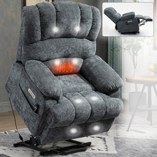 Chenille Power Lift Recliner Chair with Vibration Massage and Heating