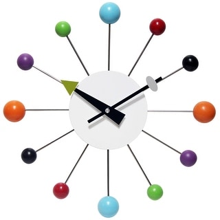 Orb Spoke 15 inch Mid-Century Modern Ball Wall Clock, Multicolor