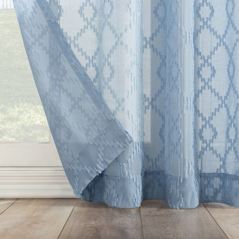 No. 918 Tina Geometric Clipped Semi-Sheer Rod Pocket Curtain Panel, Single Panel