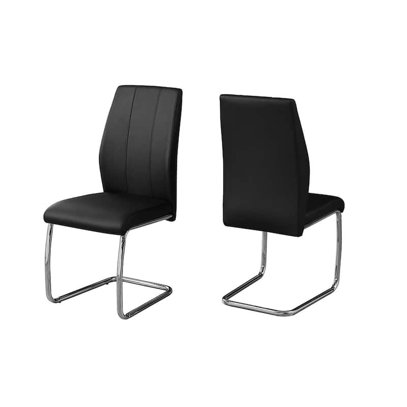 Modern Dining Chairs Set of 2, PU Leather Kitchen Chairs, Chrome Metal Base, Contemporary Design