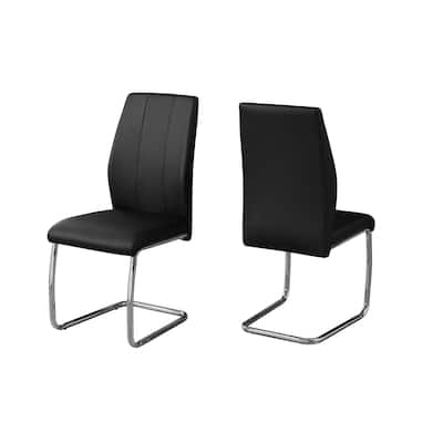 Modern Dining Chairs Set of 2, PU Leather Kitchen Chairs, Chrome Metal Base, Contemporary Design