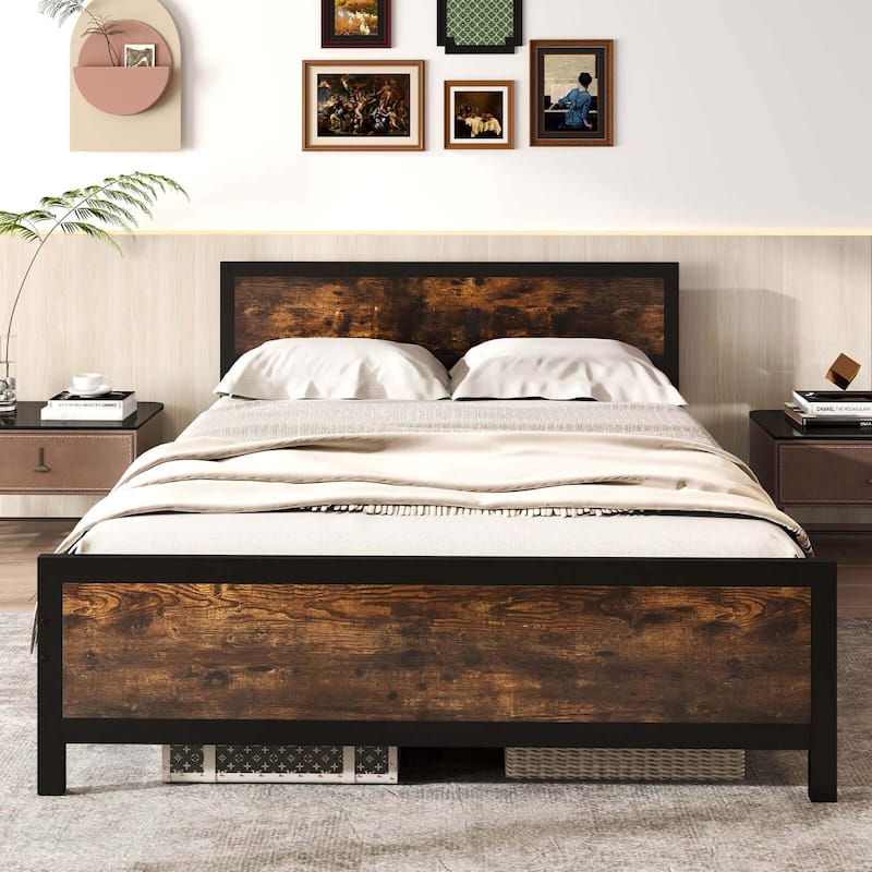 Costway Twin/Full/Queen Size Metal Bed Frame with Headboard &
