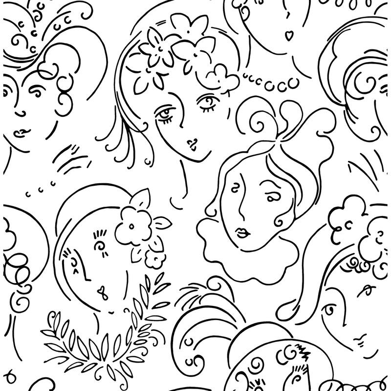 NuWallpaper Lovely Ladies Who Lunch Black Novelty Peel & Stick Wallpaper