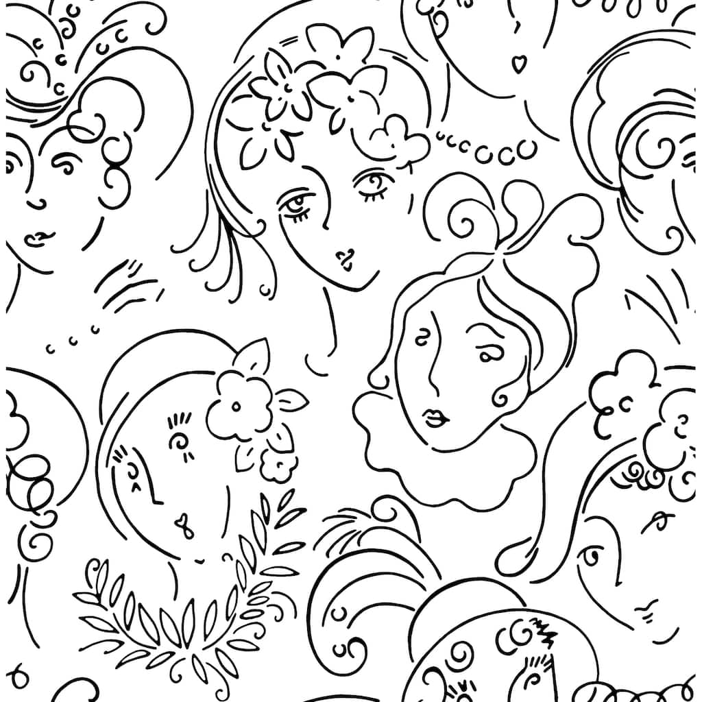 NuWallpaper Lovely Ladies Who Lunch Black Novelty Peel & Stick Wallpaper