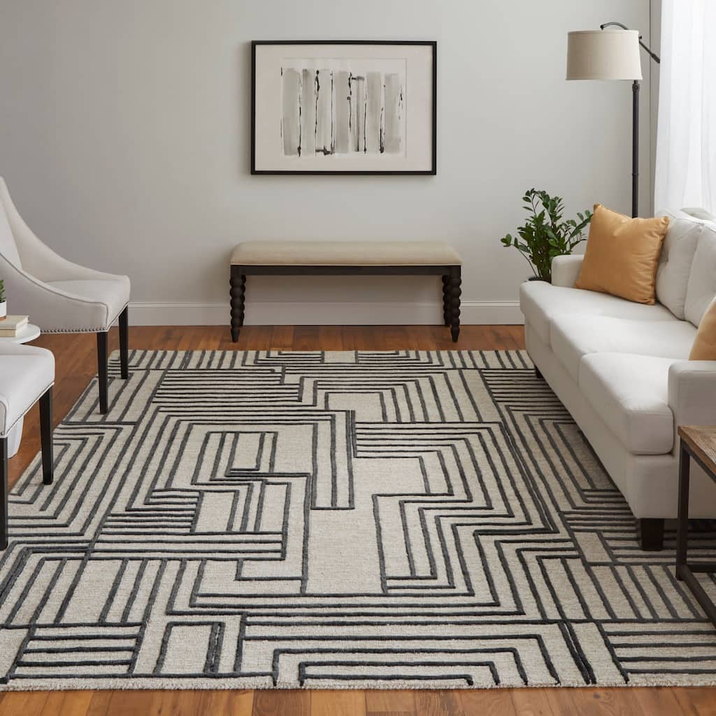 Grand Bazaar Warda Hand Tufted Geometric Modern Area Rug