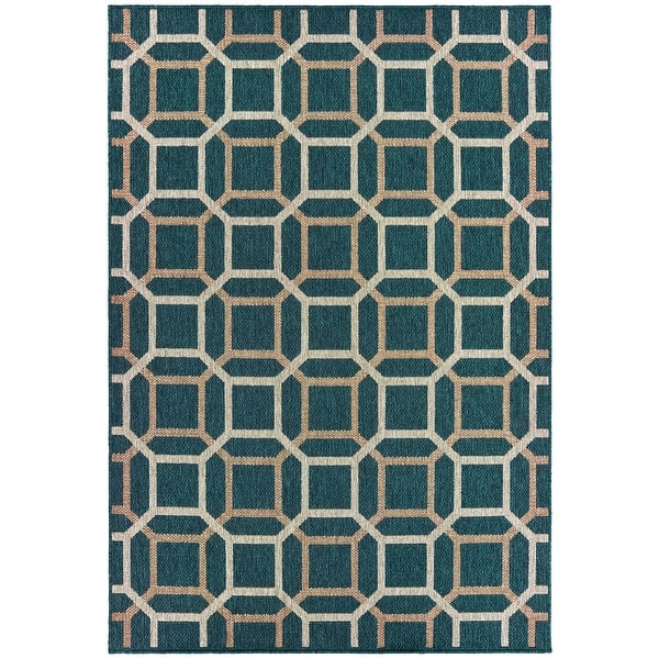 Shop Higgins Geometric Tile Teal Indoor Outdoor Rug By Havenside Home Overstock 28041719