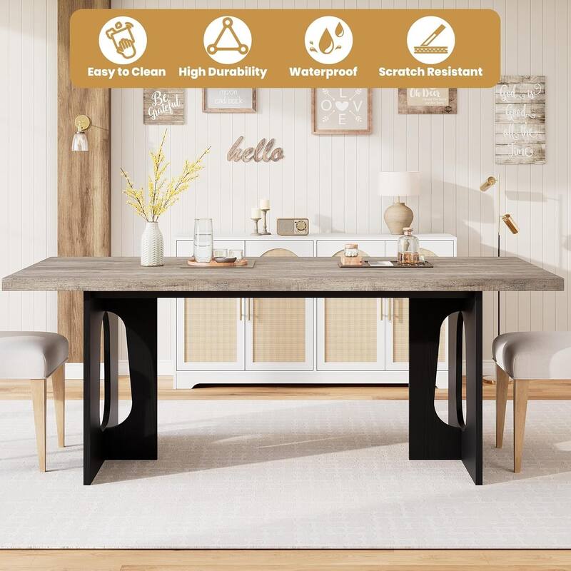 71" Long Kitchen Dining Table for 6-10 People for Kitchen, Conference Room, Home