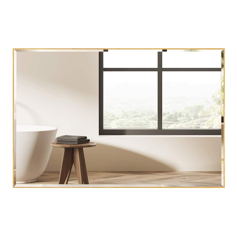 Rectangle Metal Framed Beveled Edge Bathroom Vanity Mirror