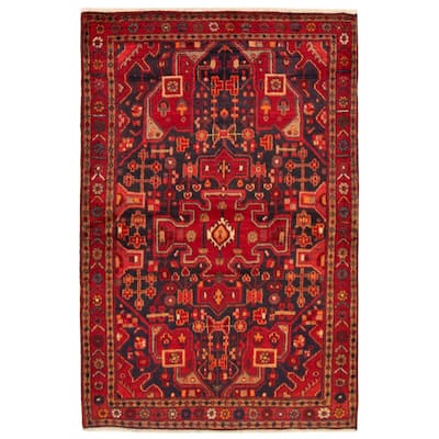 Anadol Navy, Red Rug 4'6" x 6'10" - 4'6 x 6'10