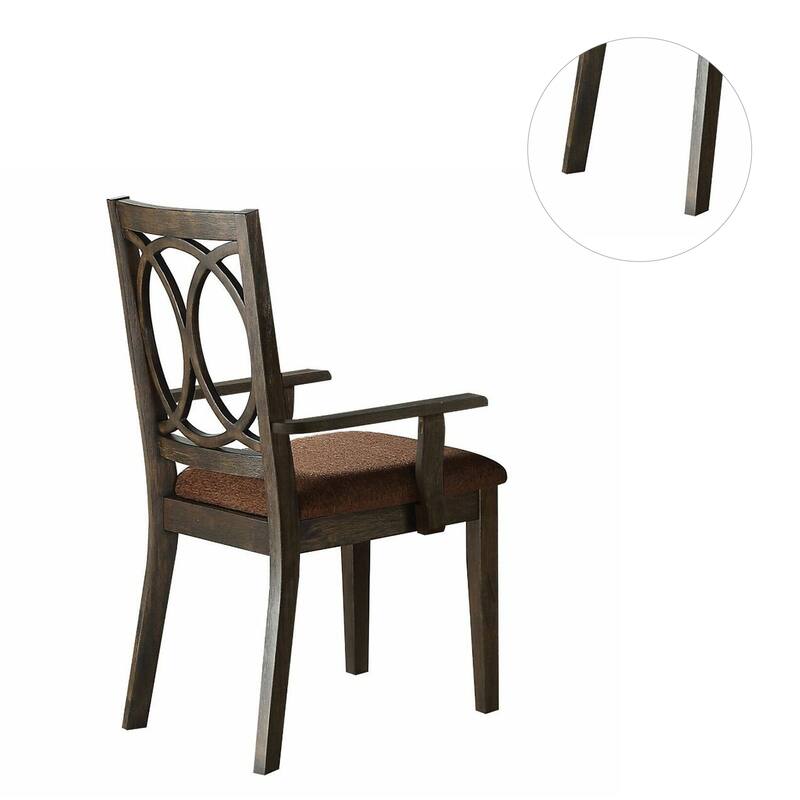 Set of 2 Upholstered Arm Chair in Brown and Espresso Finish