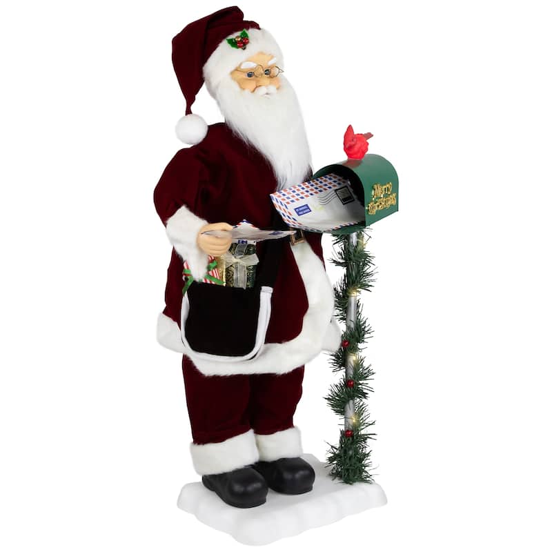 Animated and Musical Santa Claus Figure with Lighted "Merry Christmas" Mailbox - 30"