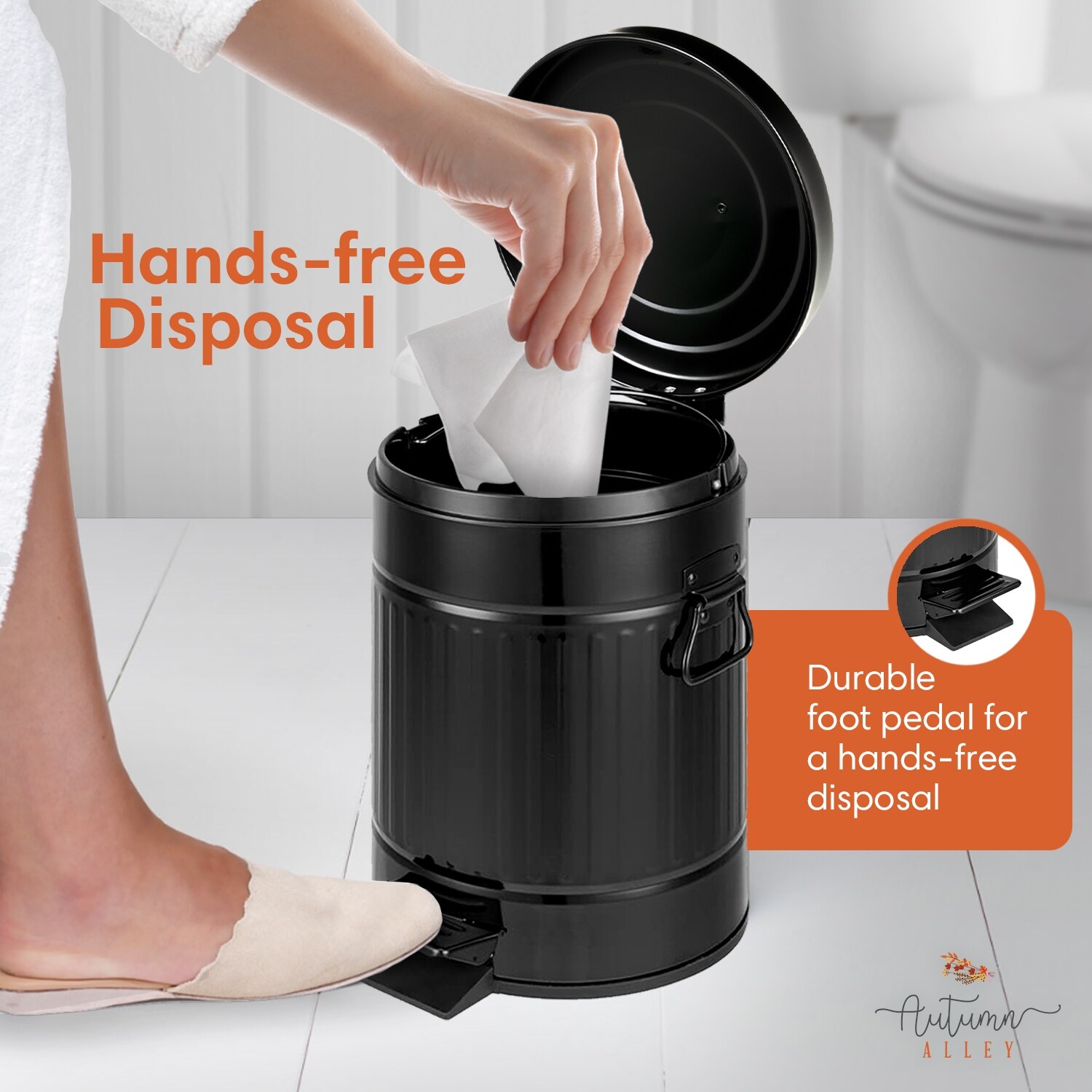 Autumn Alley Farmhouse Bathroom Trash Can Galvanized Trash-image