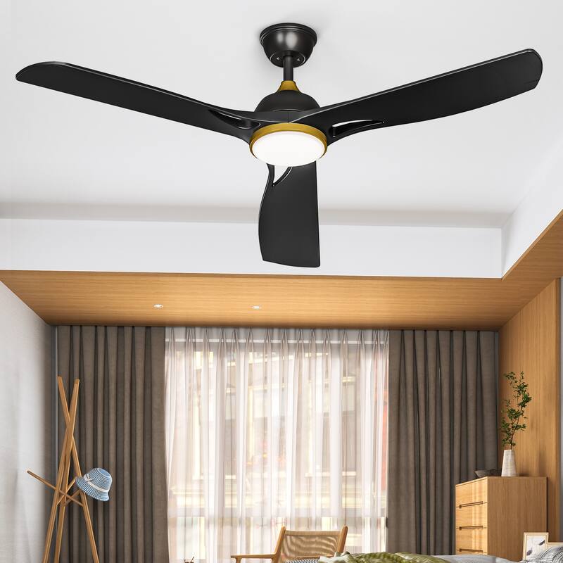Moasis 56"ack Gold Ceiling Fan 3-Blade Modern Smart Reversible Ceiling Fan - Black