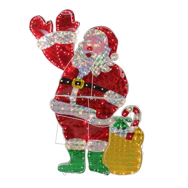 Shop 48 Holographic Lighted Waving Santa Claus Christmas Yard Art Decoration On Sale Overstock 25625883