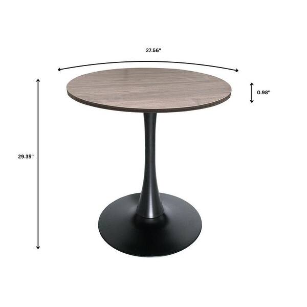 dimension image slide 3 of 4, Bristol 27" Round Dining Table for 4 with Solid Wood Tabletop in Sleek Black Pedestal Base for Kitchen & Dining Room - 27.56"