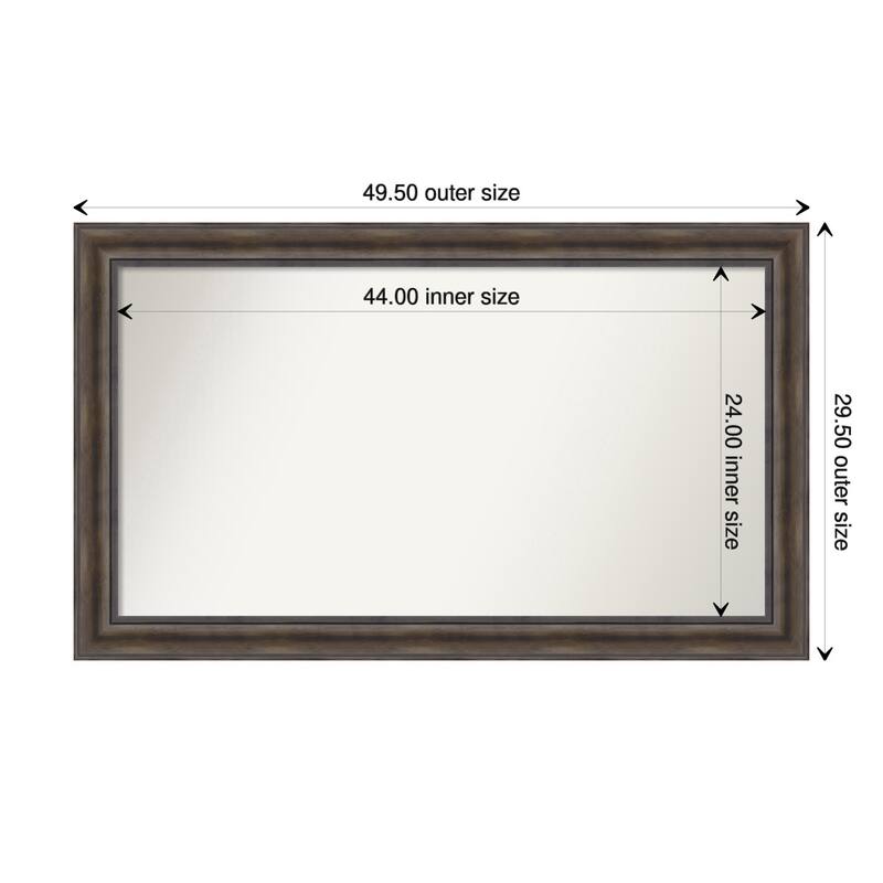 Rustic Pine Brown Framed Non-Beveled Custom Wall Mirror, Bathroom Vanity Mirror - Outer Size: 49.5 x 29.5