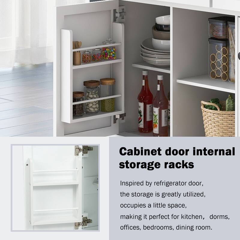 Kitchen Cart with Rubber wood Drop-Leaf Countertop