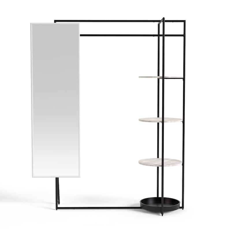 Guetsy Contemporary Black Coat Stand with Mirror by Furniture of America