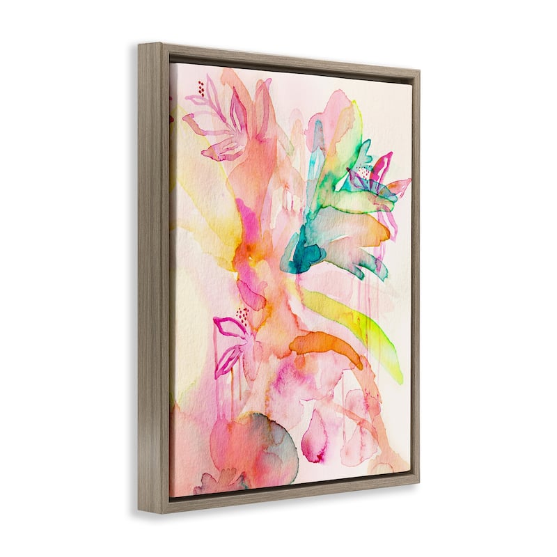 Stupell Watercolor Island Florals Framed Floater Canvas Wall Art Design By Gemma Bardot