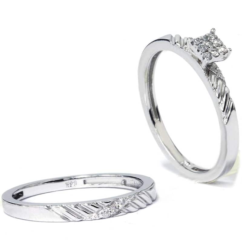 Diamond Engagement Matching Wedding Ring Set White Gold