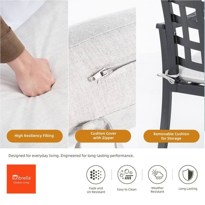 Modern Swivel Rocking Chairs - 2-Piece Cast Aluminum Set with Sunbrella Cushions - Weather-Resistant for Outdoor Use