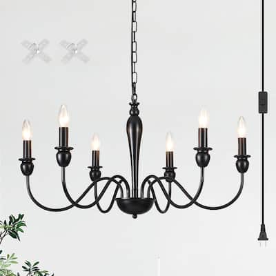 6-Light 28.54-inch Chandeliers with Plug-in Cord for Living Room