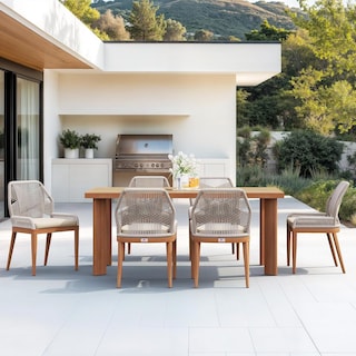 PURPLE LEAF Dining Set Patio Metal Rectangular Table and Wicker Rattan Chairs for Outside Porch Modern Outdoor Furniture Sets