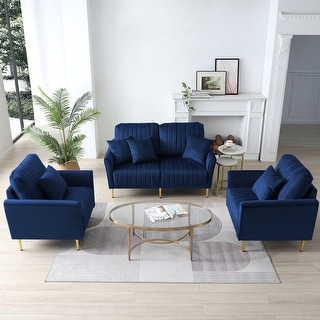 3-Piece Living Room Sofa Couch Sets with 2 Accent Chairs & a Loveseat ...