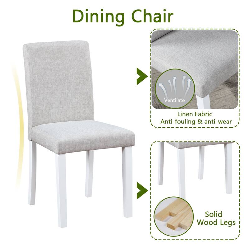 5 Piece Wooden Dining Table Set Dining Table Set w/4 Upholstered Chair