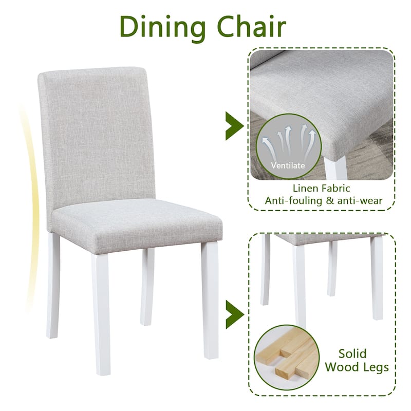5 Piece Wooden Dining Table Set, Kitchen Table Set with a Rectangular Table and 4 Upholstered Chairs