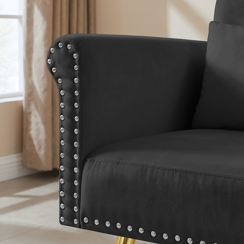 Modern velvet armchair with metal legs for Living Room, Office, Spacious Space