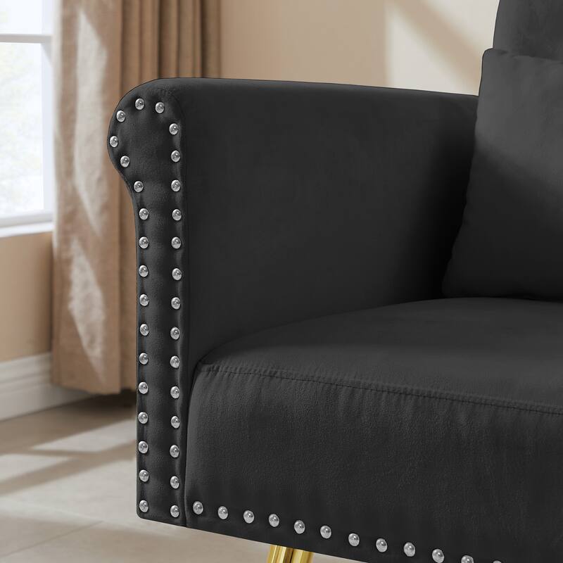 velvet armchair with metal legs for Living Room