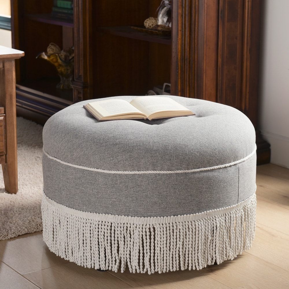 Yolanda 24" Upholstered Round Accent Ottoman