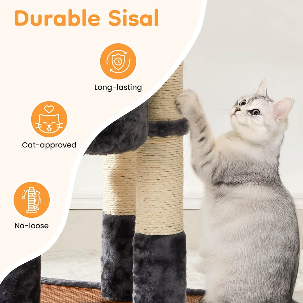 Multi-Level Cat Tree with Two Beds & Scratching Posts, Cat Tower for Large Cats & Kittens, 27" X 19" X 16"
