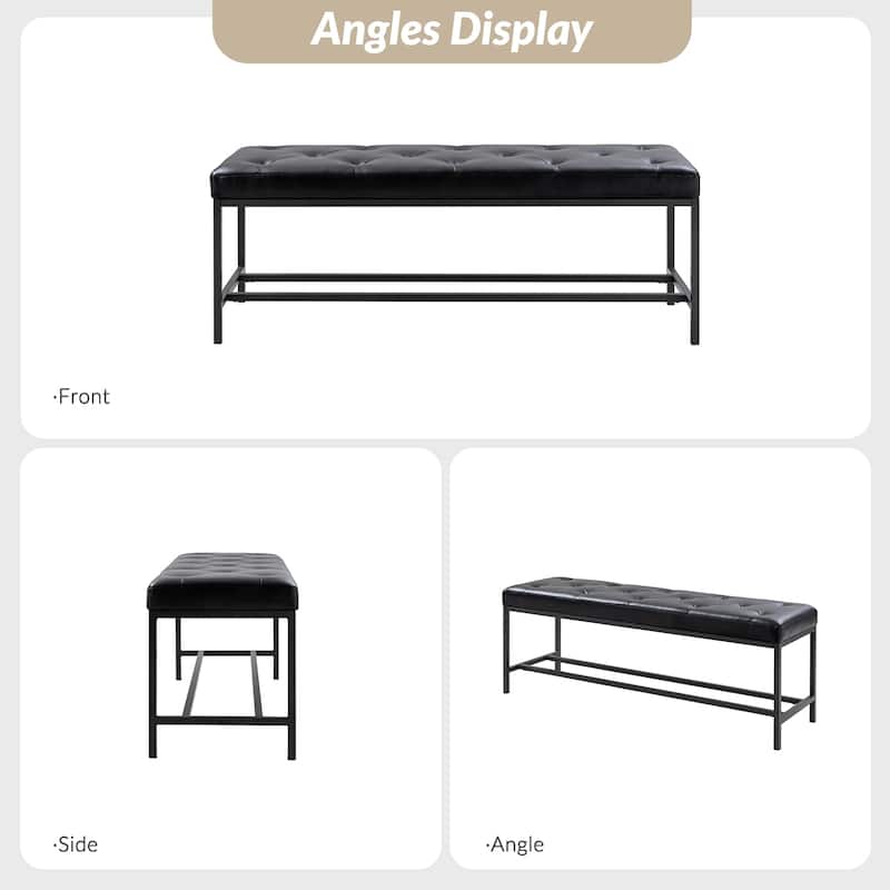 Horst 50 in.W Contemporary Upholstered Bench with Metal Legs by HULALA HOME