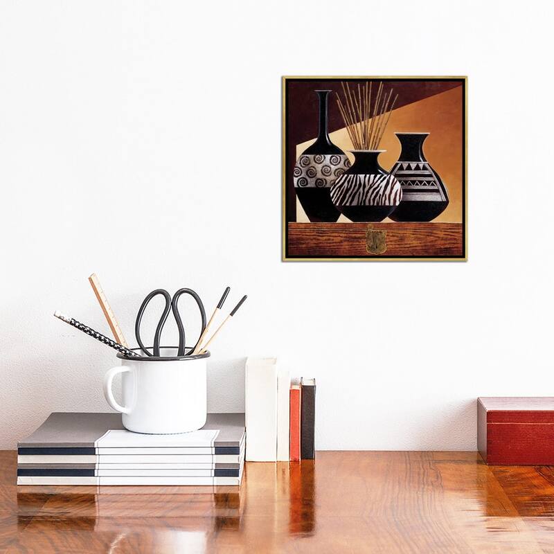 iCanvas "Patterns In Ebony I" by Keith Mallett Framed Canvas Print