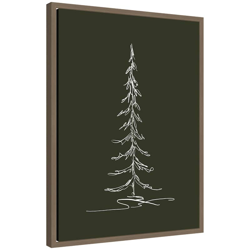 Kate and Laurel Framed Canvas Minimalist Evergreen Trees Sketch 1 Green by The Creative Bunch Studio - 18 x 24