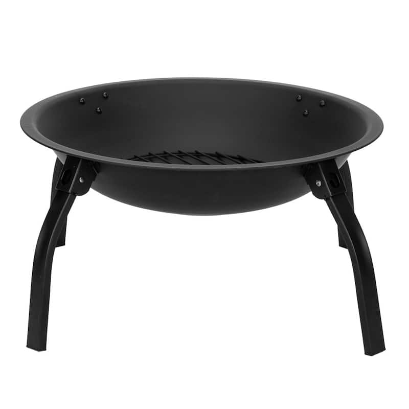 22" Four legged Folding Iron Brazier Wood Burning Fire Pit