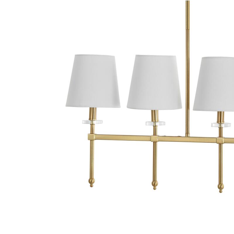 Olivia 38.5" 5-Light Modern Midcentury Iron Linear LED Pendant, Brass Gold by JONATHAN Y - 5 Light