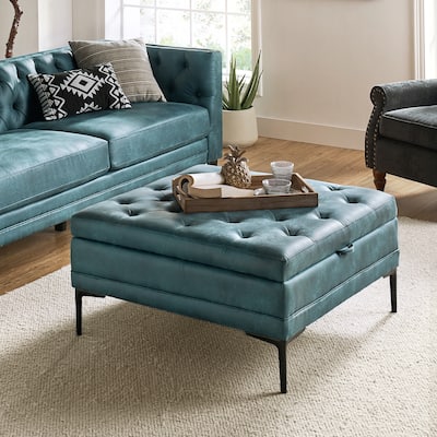 Geoffrev Transitional Lift Top Storage Button-Tufted Cocktail Ottoman by HULALA HOME