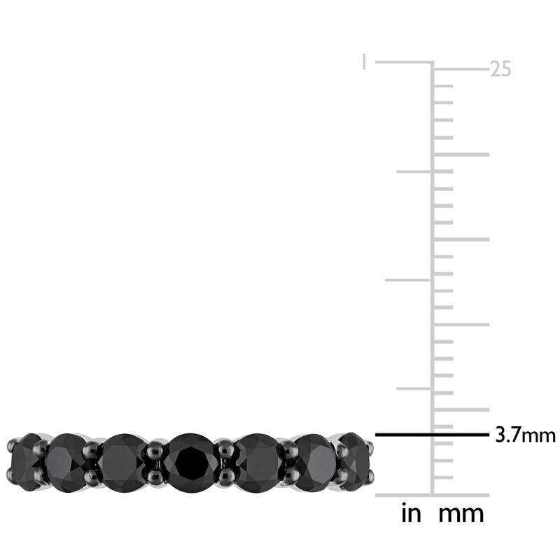 Miadora 1 3/4ct TDW Black Diamond Stackable Semi-Eternity Band Ring in 10k White Gold