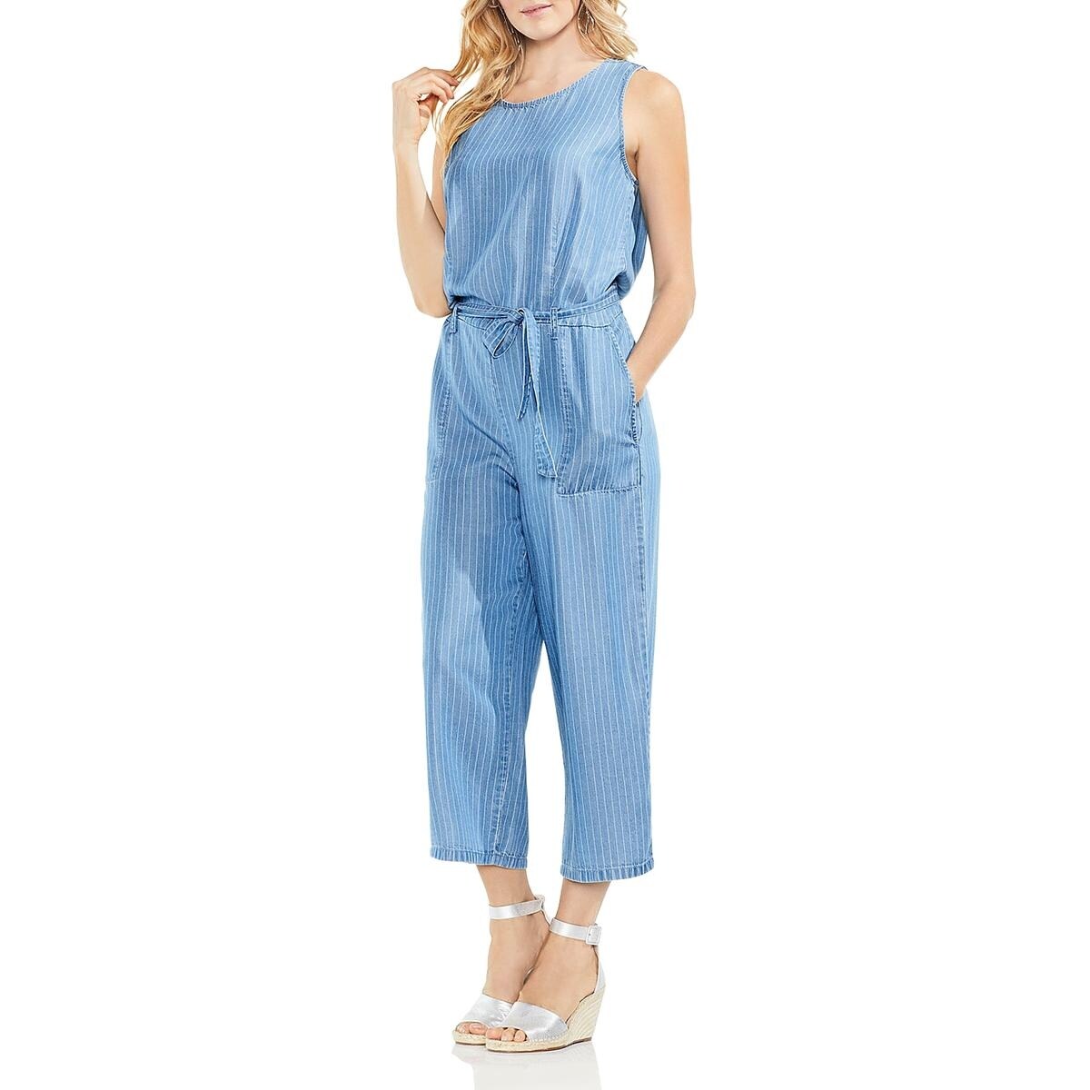 vince camuto denim jumpsuit