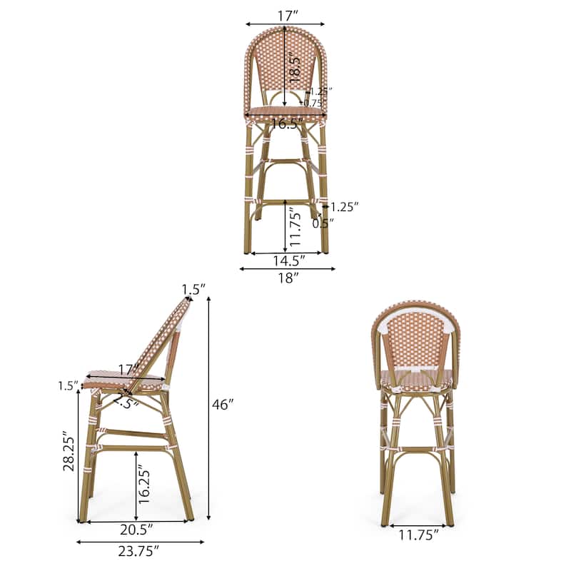 Kinner Outdoor French Barstools (Set of 2) by Christopher Knight Home