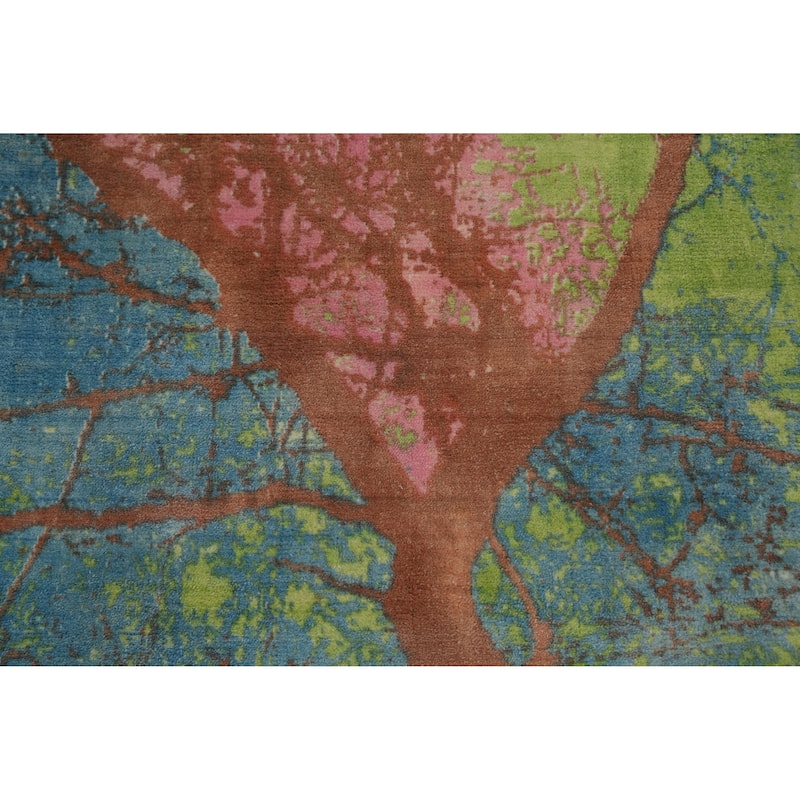 Hand-knotted Modern Silk Multi-Colored Abstract Oriental Area Rug - 5' 9'' X 4' 0''