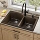 preview thumbnail 17 of 17, Karran Drop-In Quartz 33 in. 1-Hole 60/40 Double Bowl Kitchen Sink Kit