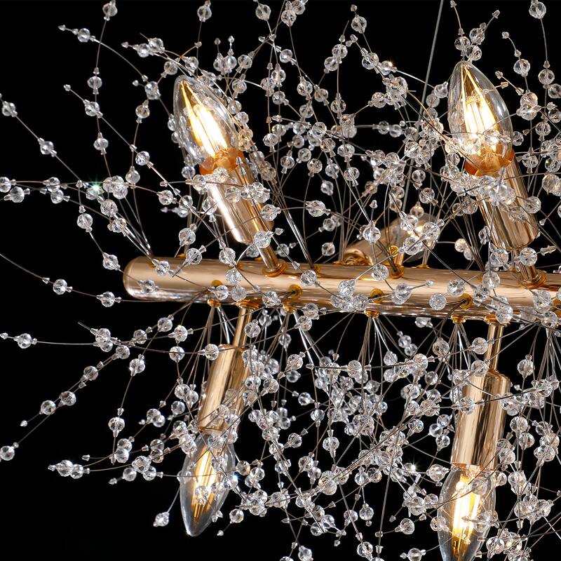Gold Sparkle LED Linear Chandelier Pendant Light Crystal Lamp Creative Lighting